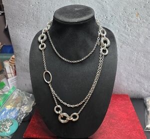 Layered Silver-Tone Linked Circle Necklace - Silver